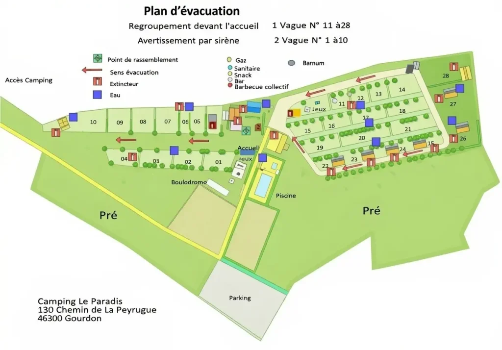 camping le paradis plan evacuation 2022